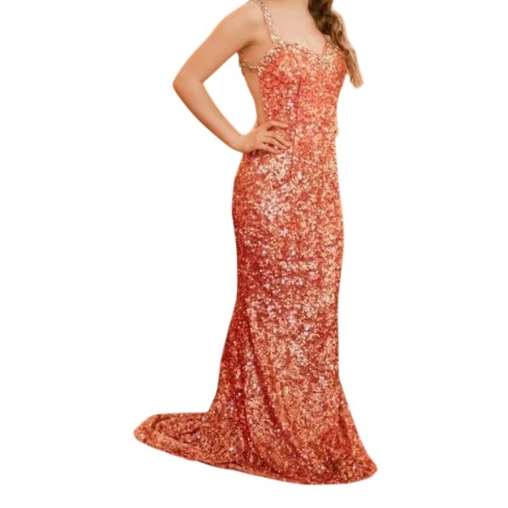Mari Lee Sequin Open Back Prom Dress Evening Gown Formal Party Maxi - Picture 3 of 16